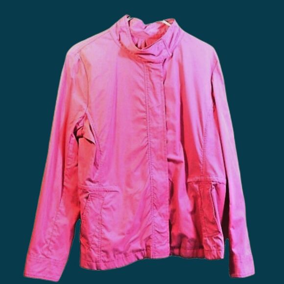 Madison Hill SZ 14 Windbreaker Jacket Bold Pink Snap & Zip Close Drawstring - Picture 1 of 4